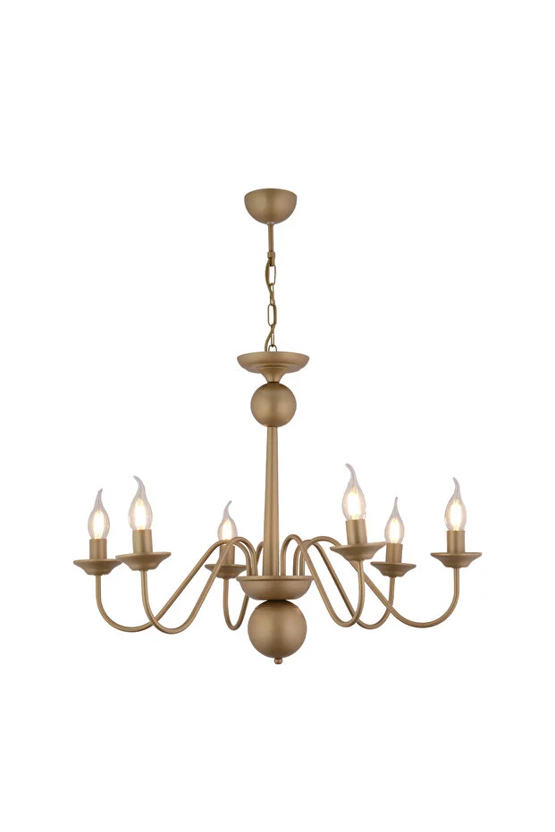 Behir 6lı Eskitme Boyalı Şapkalı Modern Oturma Odası, Yatak Odası Salon Avize